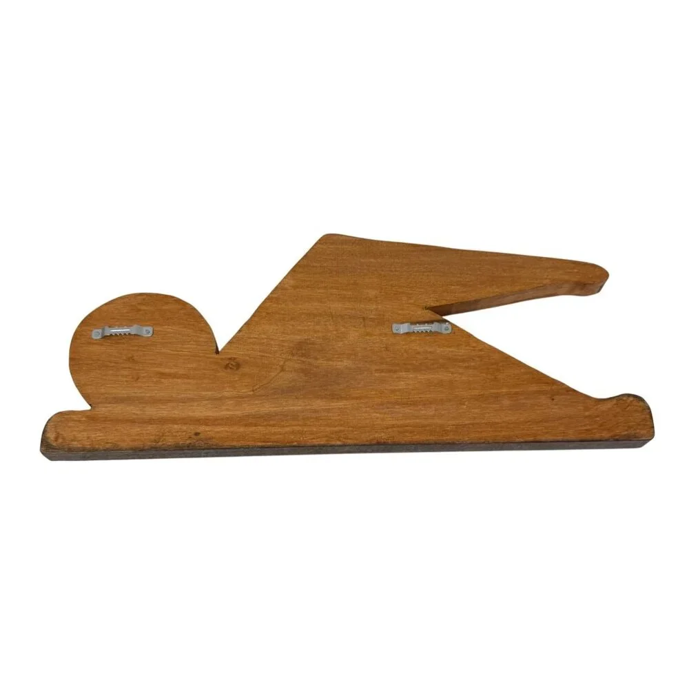 Vtg Wood Wall Hanging Key Holder Maximalist Décor Swimmer Swimming 17